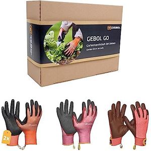 Gebol GO tuinhandschoenen set dames | maat M (maat 8) | top uitrusting voor tuinieren | leer en gebreide handschoen mix voor tuiniers | voor dames | 4 paar