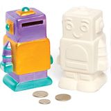Baker Ross AV124 Robot Piggy Banks-Pack van 2, Keramische munt Tin voor kinderen te schilderen Versieren en tonen, 13cmx8cmx6cm