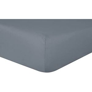 Sleepdown 100% puur katoen diep hoeslaken warm, gezellig ademend superzacht beddengoed 32 cm extra diepe zakken - leisteen - eenpersoons