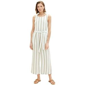 TOM TAILOR Dames 1036671 Jumpsuit, 31948-Offwhite Brown Vertical Stripe, 40, 31948 - Offwhite Brown Vertical Stripe, 40