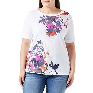 Gerry Weber Dames T-shirt met bloemenprint op de voorkant korte mouwen T-shirt 1/2 mouw effen kleur, print op de voorkant, wit/wit, 36
