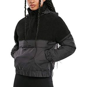 Urban Classics Sherpa Mix Pull Overjas voor dames, zwart/zwart, 5XL
