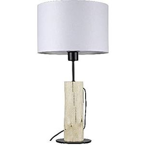 Homemania HOMBR_0311 Tafellamp, bureaulamp, kantoor, nachtkastje, hout, metaal, stof, wit/zwart, 30 x 15 x 54 cm