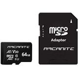 ARCANITE 64 GB microSDXC-geheugenkaart met adapter - UHS-I U3, A1, V30, 4K, C10, microSD - AKV30A164