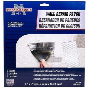 Marshalltown gipspleisterset, gemaakt van glasvezel, voor het repareren van gaten in gipsplaat, afmeting: 203x203 mm