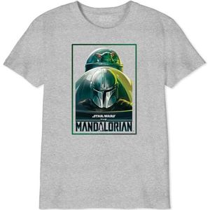 Star Wars ""Mandalorian Comics Green Rectangle "" BOSWMANTS062 T-shirt voor jongens, grijs melange, maat 06 jaar, Grijs Melange, 6 Jaren