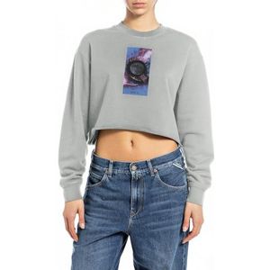 Replay Cropped sweatshirt voor dames, 605 City Grey, XS