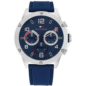 Tommy Hilfiger Analoog multifunctioneel quartz horloge voor mannen met blauwe siliconen armband - 1792027, Blauw, riem