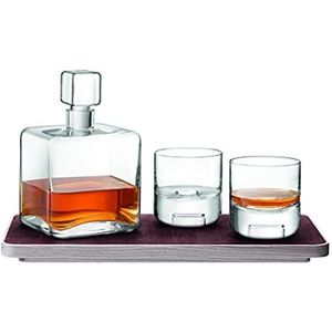 LSA Cask Whisky Connoisseur set helder & as/kurkschaal L 20cm | 1 eenheid | mondgeblazen & handgemaakt glas | handgeschaafd hout | KC06