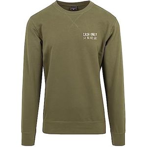 Mister Tee Heren sweatshirt Cash Only Crewneck Olive XS, olijfgroen, XS