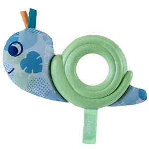 Chicco Baby Slak Eco+, pluche bijtring duurzaam speelgoed, gemaakt van gerecyclede materialen, zonder kleur, gestructureerd speelgoed, eerste babyspeelgoed 3 maanden, groen