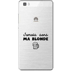 Zokko Beschermhoes voor Huawei P8 Lite Jamais zonder Mijn Blonde – zacht transparant inkt zwart