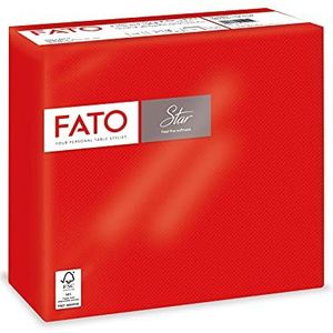 Fato, Wegwerp papieren servetten, zachtheid en pluizigheid, verpakking van 40 servetten, grootte 38 x 38, gevouwen in 4 en 2 lagen, kleur rood, 100% zuiver cellulosepapier, FSC-gecertificeerd