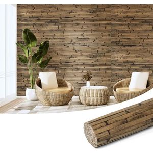 Art3d Natuurlijk bamboe wandpaneel voor interieur wanddecoratie, hernieuwbare paal wrap wainscoting panelen voor muur plafond meubels kast kantoor, 30,5 x 226 cm - donker verbrand