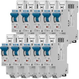 EATON 109131 PLGC4-C20/1N Modulaire schakelaar PH/N – wit – blauw – 1P + N / 20 A – curve C – directe aansluiting zonder schroeven – 10 stroomonderbrekers
