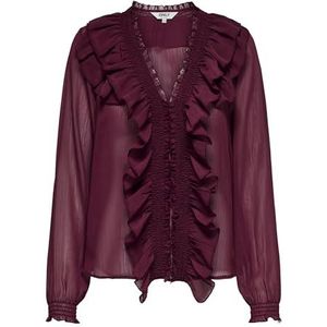 Onlanina Life Ls Ruffel V-hals Top WVN, tawny port, L