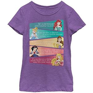 Disney Princess Adjectives Girl's Heather Crew Tee, Purple Berry, X-Small, Purple Berry, XS
