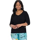 Ulla Popken - Trui - Zwart - Effen - Driekwart Mouw