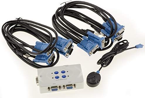 KALEA-INFORMATIQUE - KVM-switch - Zwart - Voor 4 PC's - Inclusief Afstandsbediening en KVM-kabels