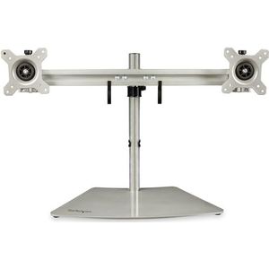 StarTech.com Dual Monitor Stand, Ergonomische Monitorstandaard voor twee VESA Schermen tot 24"" (8kg), Gesynchroniseerde Verstelbare Hoogte, Monitorsteun voor Dubbel Scherm, Zilver (ARMDUOSS)