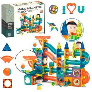 CELMAN Magnetische bouwstenen met accessoires, creatief leren door spelen, perfect voor jongens en meisjes van 3, 4, 5, 6, 7, 8 jaar, magnetisch speelgoed, magneten bouwblokken (128 stuks)