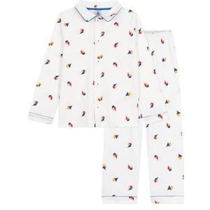Petit Bateau Pyjama met knopen voor kinderen, katoen, bedrukt, Marshmallow/Olympic/Multico, 12 Jaren