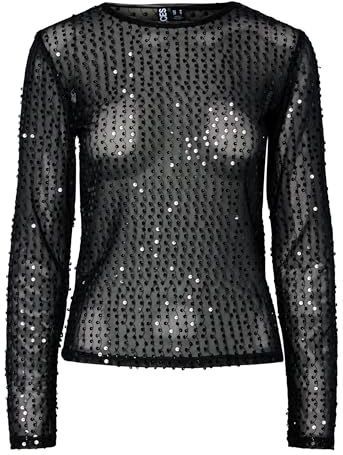 Pieces - Pcmacey Ls Top Jrs - T-shirt - Asphalt/Dark Grey - Lange Mouwen