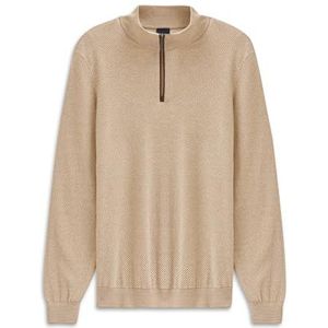 bugatti - Trui - Sand - Knitwear - Halve Rits - Lange Mouw