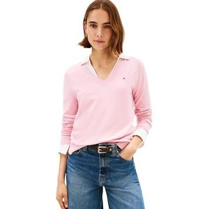 Tommy Hilfiger Dames CO Jersey FINE GG V-NK LS SWT WW0WW40098 Pullover Sweater, Roze (Bonita Roze), M, Roze (Bonita Roze), M