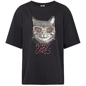 CAT Print T-shirt; zwart, zwart, S