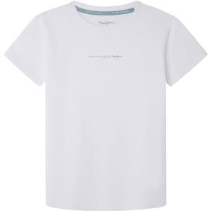 Pepe Jeans Davide Tee T-shirt voor kinderen, wit, 8 jaar