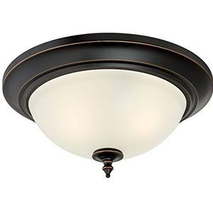 63048 33 cm plafondlamp voor binnen, barnsteenkleurige bronzen afwerking met mat glas