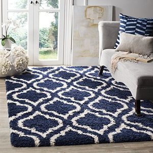 SAFAVIEH Hudson Shag Collection SGH284C Marokkaanse slaapkamer, eetkamer, entree, 5,1 cm, marineblauw/ivoorkleurig