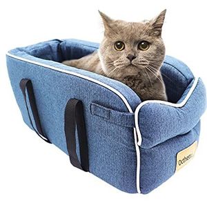 MoYouno Autostoel voor honden en katten, klein formaat, reishangmat voor huisdieren, geschikt voor de meeste luxe interactieve stoelen (stoelverhoging kat/hond, blauw) 001