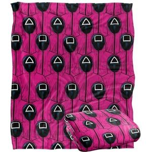 Squid Game ROZE GUARDS PATROON Silky Touch Super Zachte Sprei Deken 152 x 127 cm