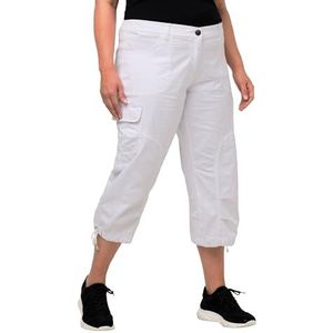 Ulla Popken Dameskleding Plus Size Curvy Stretch Katoen Cargo Crop Broek 799192, Sneeuwwitje, 42 Regular