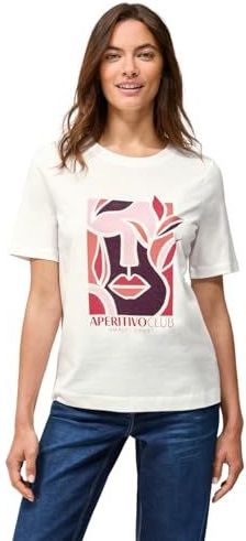 CECIL - T-shirt - Grafische Print - Ronde Halslijn - Katoen-Modaalmix