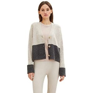 TOM TAILOR Denim Dames Cardigan met kleurblok 1034307, 10522 - Shale Grey Melange, XS