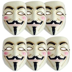 Rubie's V for Vendetta Bundle 6 maskers voor de prijs van 5 kunststof, eenheidsmaat voor volwassenen.