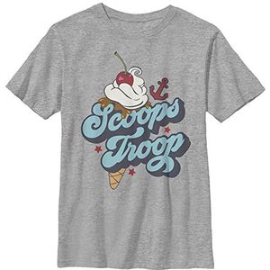 Stranger Things Unisex Kids Scoops Troops Short Sleeve T-Shirt, Heather Grey, S, Heather Grey, One size