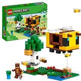 LEGO 21241 Minecraft Het Bijenhuisje, Boerderij Constructie Speelgoed met Huis, Zombie en Dieren, Cadeau Idee voor Jongens en Meisjes