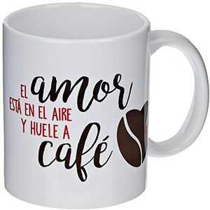 Mopec mok van keramiek, motief: Le Amor. koffie, in geschenkdoos, wit, eenheidsmaat