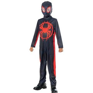 Rubies Miles Morales Spider-vers kostuum klassiek voor jongens en meisjes, bedrukt jumpsuit en masker, Marvel officier voor carnaval, Halloween, Kerstmis en verjaardag