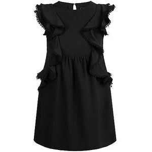 NALLY Dames mini-jurk met ruches 19226457-NA02, zwart, M, Mini-jurk met ruches, M