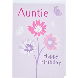 Piccadilly Greetings Traditionele verjaardagskaart tante - 7 x 5 inch, paars|roze|wit|perzik