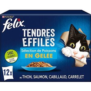 FELIX Malse conische gelei | volwassen kat | selectie vis | 12 x 85 g | Vershoudzak