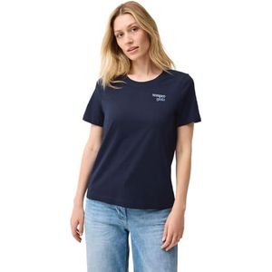 Cecil T-shirt voor dames met tekstdetail, Urban Navy Blue, M