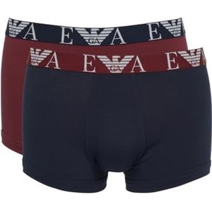 Emporio Armani Trunks voor heren, verpakking van 2 stuks, marine/bordeauxrood, L