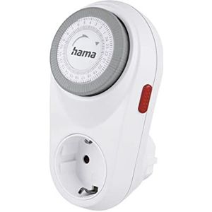 Hama Mechanische timer, stopcontact voor binnen (analoog, 15 minuten intervallen, compact, schakelaar, stekkertimer, stopcontact met timer, timer, tijdschakelklok, tijdstopcontact), wit