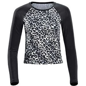 Winshape Functional Light and Soft Cropped Long Sleeve Dames Top AET119LS, Sneeuwluipaard, Ultra Soft Style, Fitness Vrije Tijd Yoga Pilates